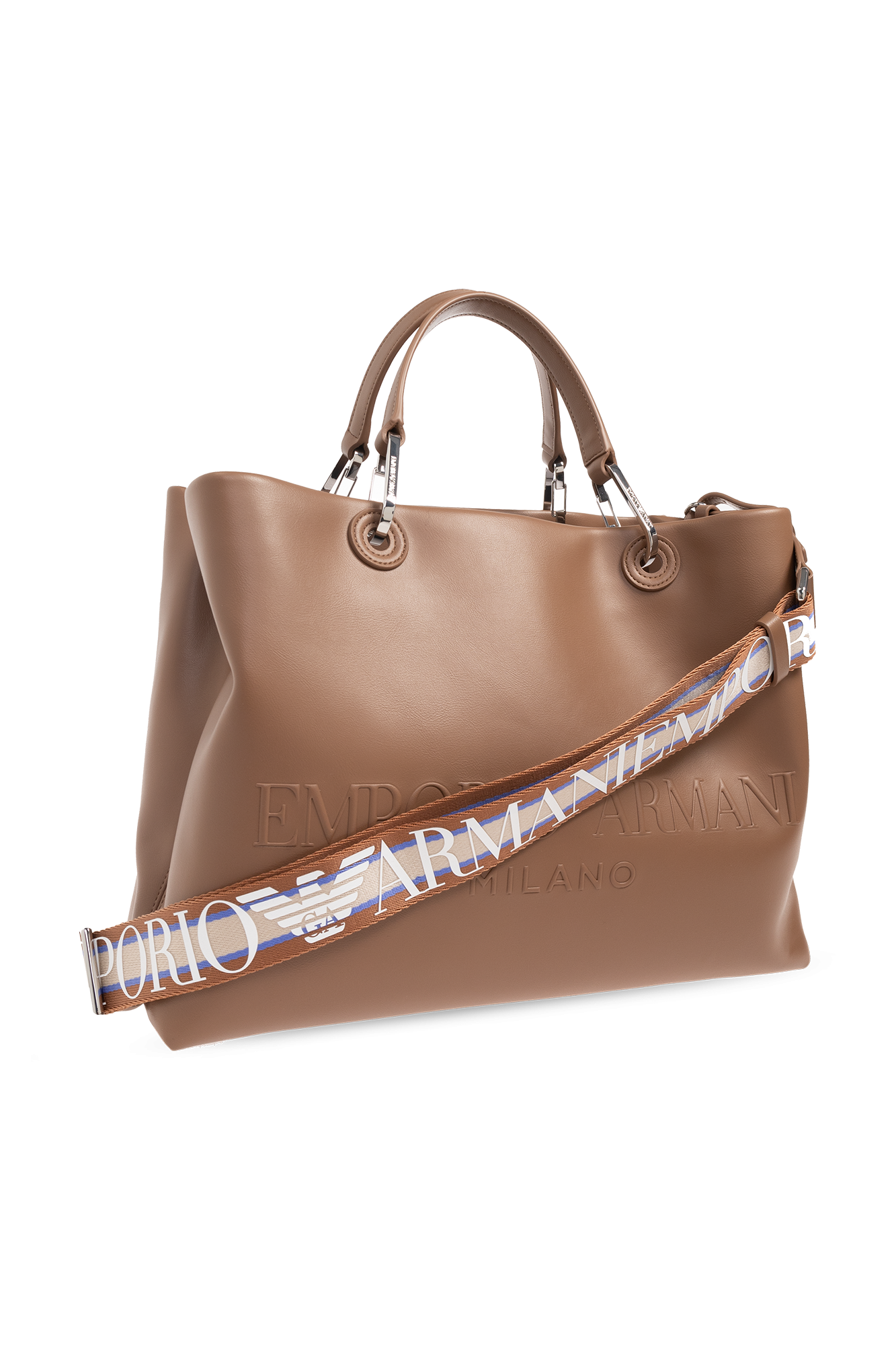 Brown Shopper bag with logo Emporio Armani Vitkac France